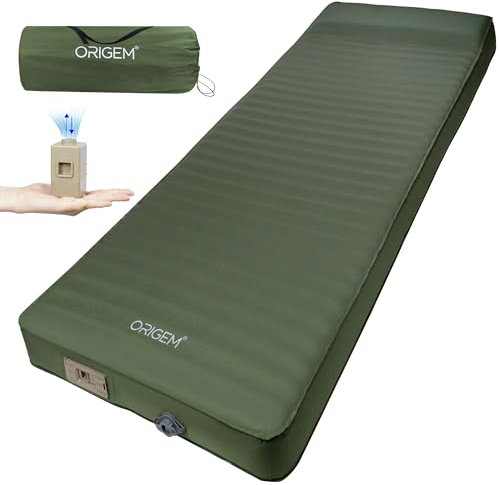 Origem Isomatte Selbstaufblasend aus Schaumstoff mit Elektrischer Pumpe, 10CM Dicker luftmatratze Camping Aufblasbar,leichtes Aufblasen und Entleeren, Geeignet für Camping und Strand