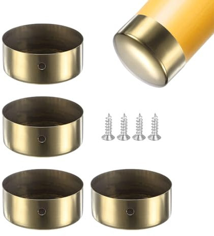 M METERXITY 4-Pack Handrail End Caps, 1.97 Inch/50mm Inner Diameter Stainless Steel Round Handrail End Caps for Furniture/Stair, Guardrail Tube End Cover [Gold Tone]