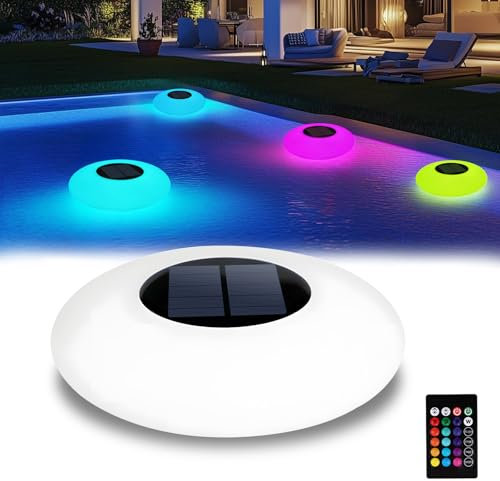 UNISOPH Luci solari galleggianti per piscina, 16 colori RGB, con telecomando, impermeabile IP68, luci solari per esterni, luce decorativa per Halloween, Natale, piscina e decorazioni per feste