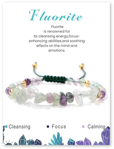 Geflochten Einstellbar Splitterarmband, Edelstein Schmuck Naturstein Armband, Edelstein Armband für Damen, 4mm Perlenarmband Edelsteins Armbands Yoga Armbands Geschenk für Damen Mädchen (Fluorit)