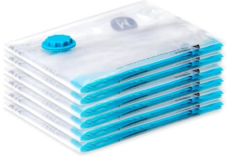 SilverRack Vakuumbeutel für Kleidung [6 Stück] Medium (50x70 cm) - INKL. ETIKETTEN - mittel große Vakuumierbeutel Kleidung u. Jacken - Aufbewahrung Vakuumtüten - Kompressionsbeutel Vacuum