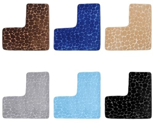 FROLDDRW Tappetini da bagno ad angolo a forma di L, tappetino da bagno con(beige)