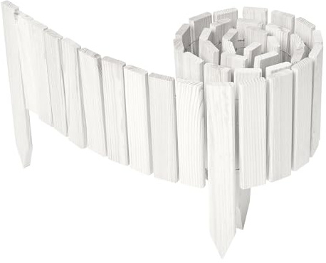 Garronda Beeteinfassung Holz Rasenkante Höhe: 20 cm Weiß GD-0149 | Imprägniert und flexibel formbar, als Rollzaun, Holzzaun, Palisade und Gartenzaun für Rabatten, Wege und Bereiche im Garten