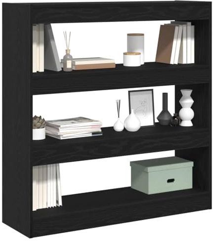 vidaXL Book Cabinet 3-Tier 100 x 30 x 103 cm Engineered Wood Black Oak | Gives you plenty of room for your stuff, Matte finish adds a nice touch of simplicity, Can be a room divider or a bookshelf