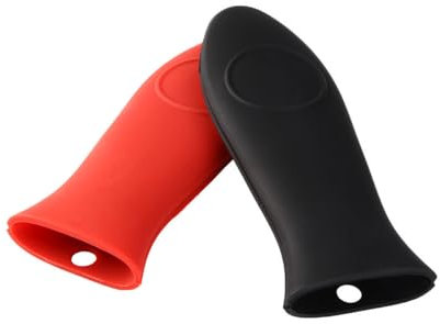 2 Piece Silicone Hot Handle Holder Heat Resistant Pan Handle Covers for Cast Iron Skillets Pan Sleeves Heat Protector Non-Slip Grip Pot Holder Flexible and Easy to Clean