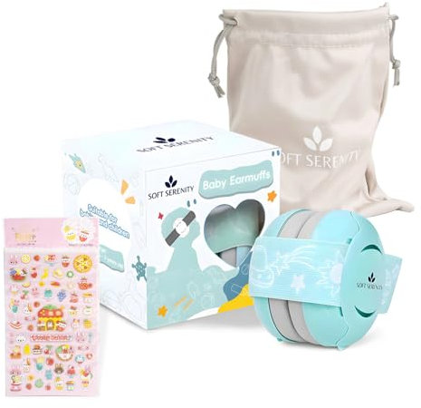 Soft Serenity Casque Anti Bruit Bébé Aqua : Protection Auditive pour Bébés et Enfants jusqu'à 4 ans - Certifié CE - Réglable et Confortable - Protège et Améliore le Sommeil Pendant les Déplacements
