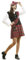 My Other Me Déguisement écossais pour femme, taille M-L. Comprend une robe à motif chemise blanche, un gilet noir, une jupe plissée rouge à carreaux avec manteau et béret assortis, et une pochette