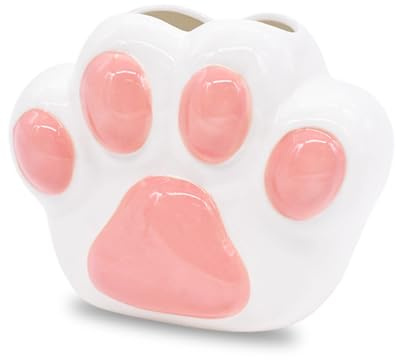 Porte-stylos en Céramique Forme de Patte de Chat, Organisateur de Bureau Adorable pour Stylos et Petits Objets, Décoration Sympathique pour Bureau, Chambre et Salle de Bain, Idée Cadeau Pratique