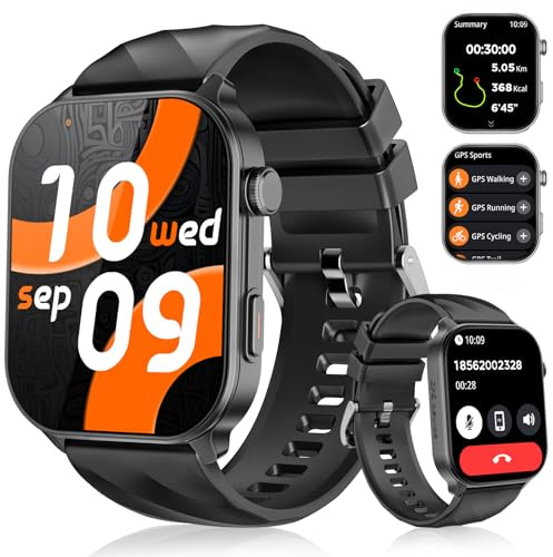 IMSVEPR Générique Montre connectée pour Homme et Femme, écran 1,83 Pouces, Compatible iPhone, se synchronise avec Android, avec podomètre.