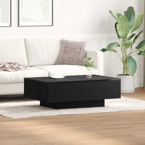 mtlskopl Table basse aspect chêne noir 90 x 60 x 31 cm en bois dérivé du bois design moderne robuste et durable petite table de salon mini table latérale pour salon, chambre à coucher, couloir