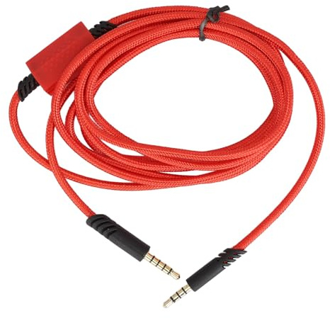 Cryfokt Câble de Remplacement pour Casque de Jeu, Câble Sonore Durable avec Interrupteur Micro pour , PC 6,6 Pieds en Nylon tressé pour A10 TR (rouge)