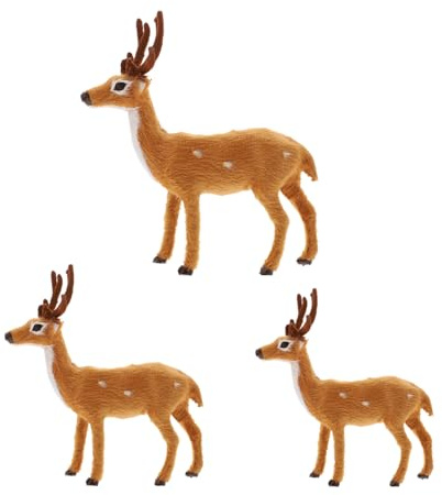 SHINEOFI 3 Stück Lebensechte REH Dekoration 13 20,5cm aus Kunststoff Weihnachts Schaufenster Gartenornament für Festliche Winterdeko
