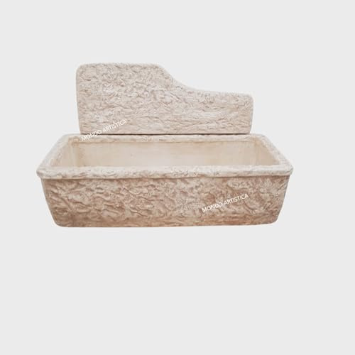 Lavello Lavandino In Cemento, Lavabo, Fontana, Vasca Unica Larghezza 80X40 Altezza 48 CM - Per Esterno Da Giardino Colore Sfumato rosa antico