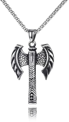 DACKLOONG Nordic Viking Double Axe Pendant Necklace Vintage Warrior Battle Axe Amulet