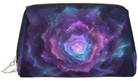Cosmic Rose Fusion Trousse de maquillage en cuir avec fermeture éclair Motif imprimé Rose, doré, Taille unique