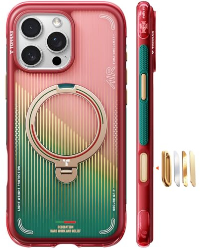 TORRAS Ostand Q3 Air for iPhone 16 Pro Max case, MagSafe Compatible Phone Holder Case, NO.7 Portugal Fan Edition, Kickstand case for Match Day Viewing, Shockproof Protective Case for Glory Slash