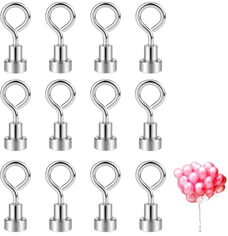 12 Pièces Poids Magnétiques pour Ballons, Support pour Ballon | Poids Ballon Helium, Poids pour Ballons à Hélium pour Fête, Anniversaire, Mariage, Noël (Argent)