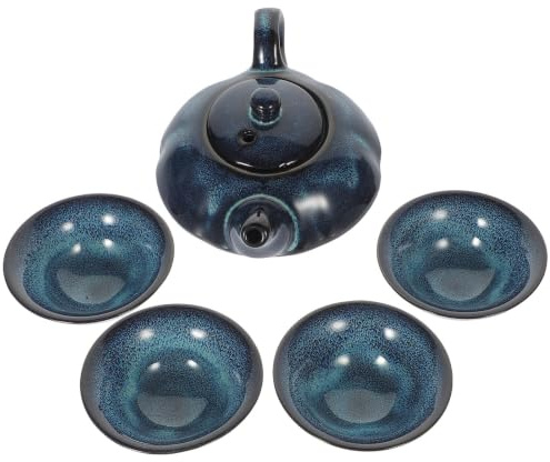 SHINEOFI 1ensemble Set de Service à Thé Céramique avec Théière et Tasses Kit de Préparation de Thé Chinois Vintage pour Maison Bureau et Cadeau