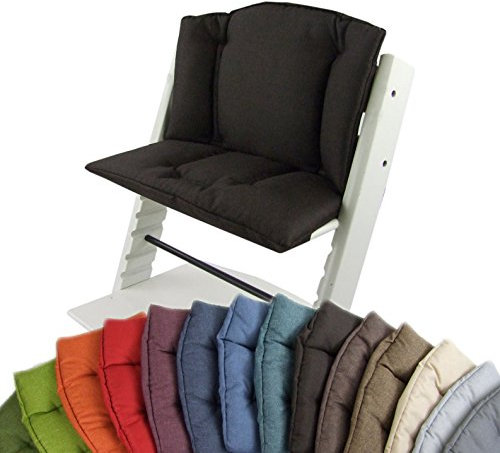 BambiniWelt Sitzkissenset für Stokke Tripp Trapp Hochstuhl *14 FARBEN MELIERT* 2 teilig Sitzkissen Auflage Bezug Ersatzkissen Kissen (Dunkelbraun) XX