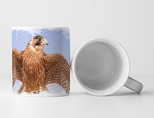 Eau Zone Fotokunst Tasse Geschenk Tierfotografie – Stolzer Wanderfalke Dubai