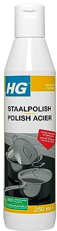 HG Steel Polish, Fast Acting Cleaner For Stainless Steel, 3 In 1 Cleaner, Cleans, Protects Surfaces In Home, For Aluminum, Copper And Other Metals - 250ml (168030103)