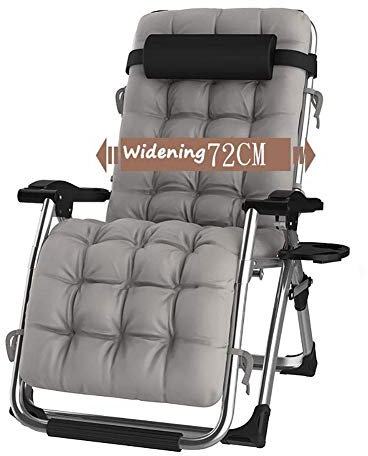 DQCHAIR Übergroße Schwerelosigkeit Patio Lounger Chair Klappsonnenliegen im Garten und im Freien Recliner Beach Armchair Unterstützt 200kg (Color : with Gray Cushions)