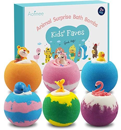 Aofmee Bath Bombs Gift Set for Kids, Handmade Natural Bath Bomb with Surprise, Shea Cocoa Butter Moisturize, Spa Fizzies Bath Bomb, Birthday Christmas Advent Calendars Gifts for Women, Girls, Boys