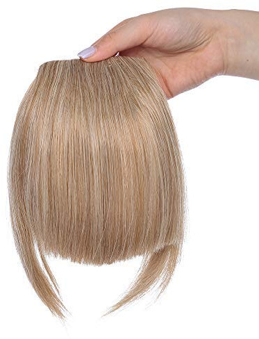 Clip In Fringe One Piece Bangs Fringe Front Hairpieces - Light Ash Brown Mix Bleach Blonde - Neat Bangs Clip In Hair Extensions Cute Straight For Women Ladies