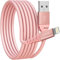 Overtime Lightning Cable, MFI Certified, Portable & Smart Charging USB A to Lightning Cable, Fast Apple Charging Cord, 6ft iPhone Charger Cord Compatible with iPhone | iPad | iPod - Rose Gold
