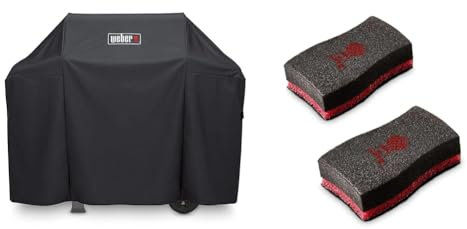 Weber 7183 Premium Abdeckhaube für Spirit/Spirit II 300-Serie und Spirit EO-210, schwarz & 17688 Reinigungsschwamm, 2 Stück