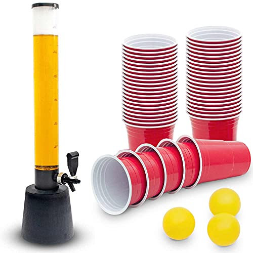 Colonne à bière de 3,5 litres Biertower Party avec robinet de soutirage (1 x colonne à boire + 50 gobelets à boissons)
