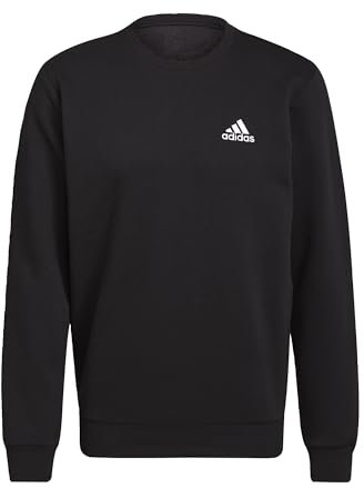 adidas Herren Feelcozy Essentials Fleece Sweatshirt , Black / White, XL