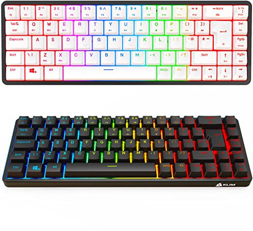 KLIM Shift Wireless Mechanical TKL RGB Keyboard - Hotswap, 68 Keys, Extra Keycap Set - 2.4 GHz Wireless & Bluetooth - 60% Gaming Keyboard for PC