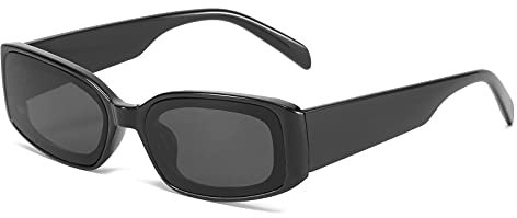 OSAGAMA Vintage Retro Rechteckige Sonnenbrille für Damen Herren Rechteckige Modische Brille UV400 Schutz Schwarz