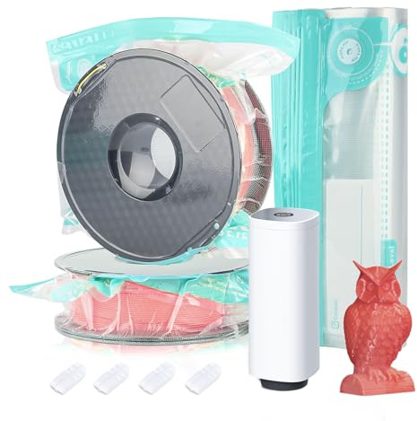 Domsanistor 3D Printer Filament Vacuum Sealed Bags,Filament Storage Bag Vacuum Kit,10 Bags with 10 Humidity Indicator Cards and 1 Automatic Vacuum Pump