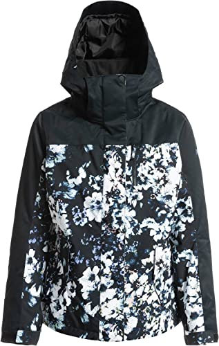 Roxy Women's Jetty Block Snow Jacket with DryFlight Technology (Small, True Black Black Flowers (KVJ1))