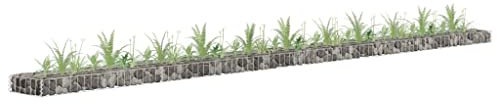 Gabionen Hochbeet Steinkorb-Pflanzkübel Steinzaun Drahtkorb Pflanzkübel Rechteck Pflanzgefäß Blumentopf Pflanzkasten Gabionenkorb Steingabionen Verzinkter Stahl 450x30x10 cm