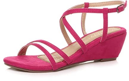 AJVANI wedge heel strappy slingback buckle holiday sandals size 4 37