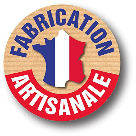 Affichesstore 30401-25 Etiketten, rund, 80 mm, Karton, glänzend, mit Loch, Fabrication Artisanale auf Kraftpapier