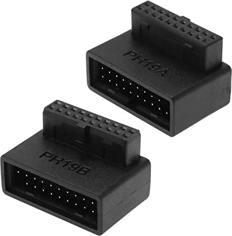 ECSiNG 2 Pezzi Adattatore USB 3.0 19/20 Pin Da 90 Gradi Maschio A Femmina Presa Ad Angolo Retto Con Rotazione A L Per Scheda Madre Del Computer (1 Angolo Verso l'alto E 1 Angolo Verso Il Basso)