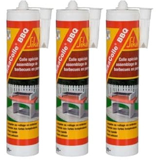 Lot de 3 colles pour assemblage de petits barbecues en pierre - SIKA SikaColle BBQ - Beige clair - 500g