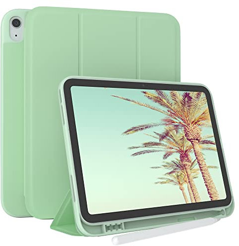 EAZY CASE - Schutzhülle mit Stifthalter für iPad 10. Generation 2022 Case 10.9 Zoll Hülle mit Stifthalterung Tablet Cover Touchpen Smartcase aufstellbar Klappcase Auto Sleep Wake Up Etui Hellgrün