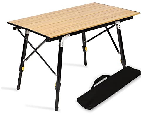 AVLUZ Tragbarer Outdoor-Campingtisch mit Teleskopbeinen, leichte Aluminium-Klapptische for Outdoor-Camp-Picknick-Strand-BBQ-Kochen (Color : B, Size : 90 * 52 * 45/65cm)