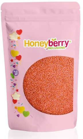 HONEYBERRY INCLUSIONS Orange Nonpareils Sprinkles 200g - Natural Bright Orange Hundreds & Thousands Sprinkles for Baking, Cupcake and Cake Decorations, Ice Cream and Dessert Decorating Toppers