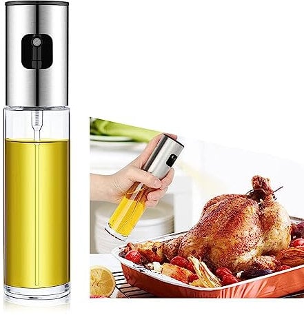Himifuture Oil Sprayer for Cooking, Olive Oil Sprayer,100ml Olive Oil Spray Bottle for Air Fryer, Food-Grade Oil Mister Transparent Glass Spray Bottle for Kitchen, BBQ, Salad, Baking, Roasting