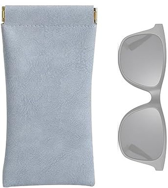 Glasses Storage Bag, Mouth Snapped Sunglasses Eyeglass Leather Case, Soft Pouch Bag Pocket Auto Closed Glasses Case