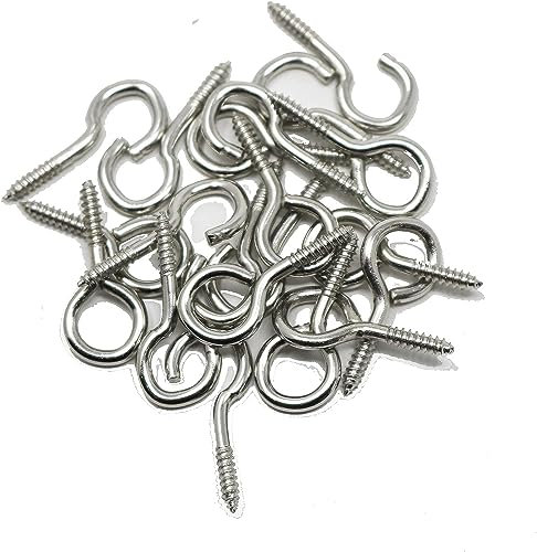 fiXte Screw in Hooks and Eyes Net Wire Curtain Screws 10 x Hooks and 10 x Eyes 25mm (Pack of 40)