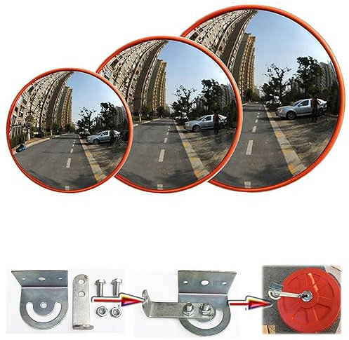 Specchio Convesso Stradale 45 cm, Specchio convesso di sicurezza, Specchio Stradale da Traffico per Strade, Magazzini, Garage e Negozi, Staffa e Viti Incluse