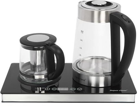 HarBin-Star Bouilloire électrique puissante en verre avec arrêt automatique, petite théière, 2,5 l + 1 l, 1800 W, chauffage rapide