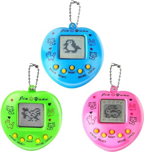 Yeelan 3 pezzi per animali domestici virtuali, macchina da gioco elettronica per animali domestici, console di gioco portatile, giocattolo di compleanno retrò con portachiavi per bambini (colore